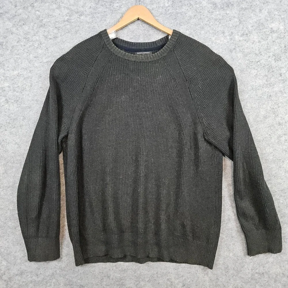 Banana Republic Men's Green Pullover Sweater‎ Size XL Cotton/Nylon/Wool Winter